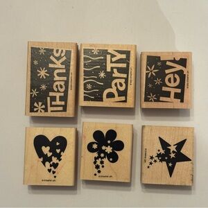 6 Stampin' Up! Wooden Stamp Set - Black and Tan